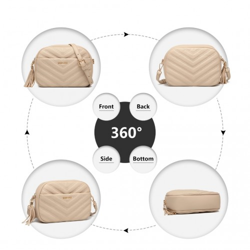 Miss LuLu Lightweight Quilted Leather Cross body Bag - Khaki | Elegant & Functional