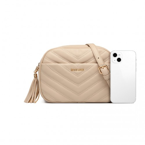 Miss LuLu Lightweight Quilted Leather Cross body Bag - Khaki | Elegant & Functional