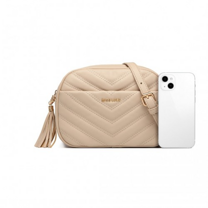 Miss LuLu Lightweight Quilted Leather Cross body Bag - Khaki | Elegant & Functional