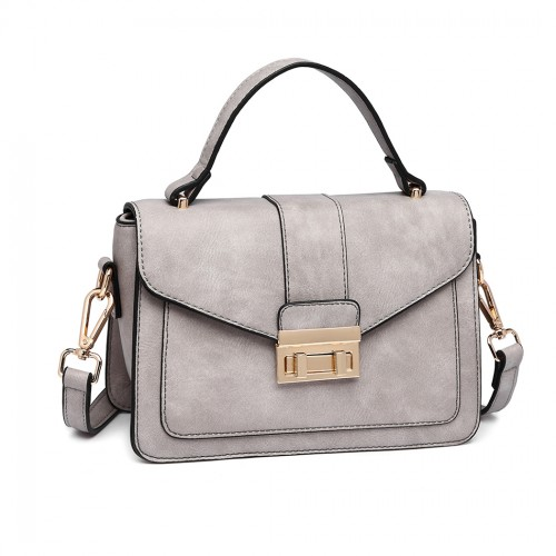 Miss Lulu Leather Look Midi Handbag - Grey | Elegant & Stylish Women's Handbag