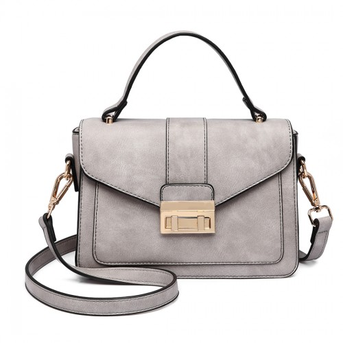 Miss Lulu Leather Look Midi Handbag - Grey | Elegant & Stylish Women's Handbag