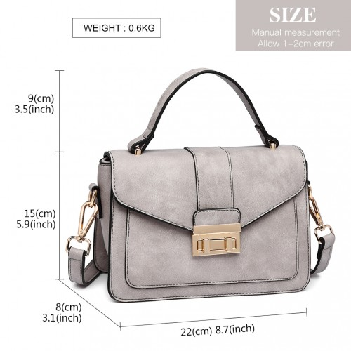 Miss Lulu Leather Look Midi Handbag - Grey | Elegant & Stylish Women's Handbag