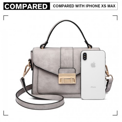 Miss Lulu Leather Look Midi Handbag - Grey | Elegant & Stylish Women's Handbag