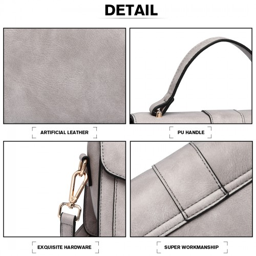 Miss Lulu Leather Look Midi Handbag - Grey | Elegant & Stylish Women's Handbag