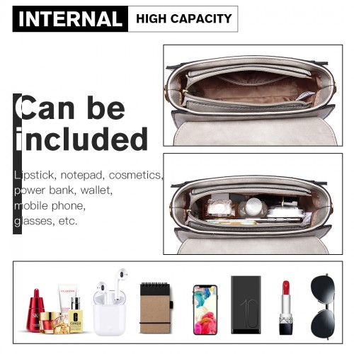 Miss Lulu Leather Look Midi Handbag - Grey | Elegant & Stylish Women's Handbag