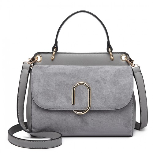 MISS LULU Stylish Ladies Leather Handbag Shoulder Bag in Grey - LB6871