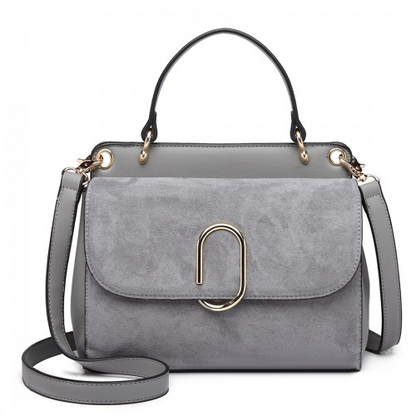 MISS LULU Stylish Ladies Leather Handbag Shoulder Bag in Grey - LB6871