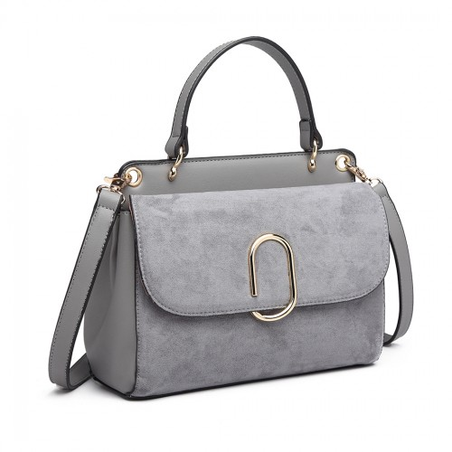 MISS LULU Stylish Ladies Leather Handbag Shoulder Bag in Grey - LB6871