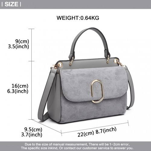 MISS LULU Stylish Ladies Leather Handbag Shoulder Bag in Grey - LB6871