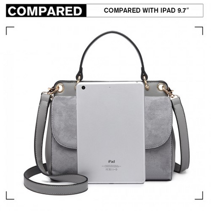 MISS LULU Stylish Ladies Leather Handbag Shoulder Bag in Grey - LB6871