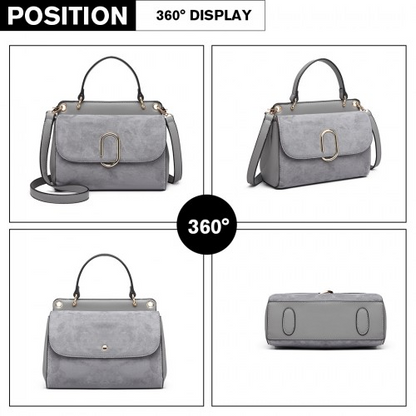 MISS LULU Stylish Ladies Leather Handbag Shoulder Bag in Grey - LB6871