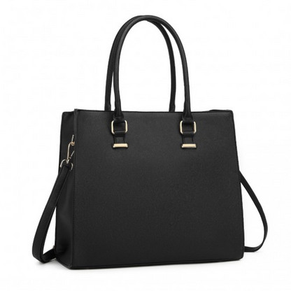 Miss Lulu Leather Look Classic Square Shoulder Bag - Black | Versatile & Stylish