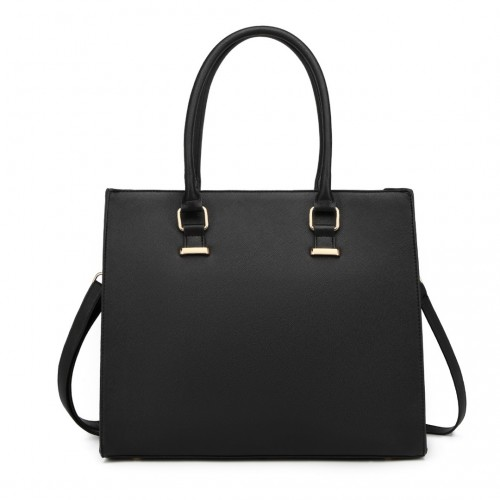 Miss Lulu Leather Look Classic Square Shoulder Bag - Black | Versatile & Stylish