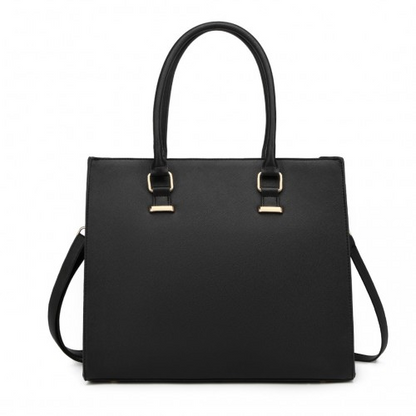 Miss Lulu Leather Look Classic Square Shoulder Bag - Black | Versatile & Stylish