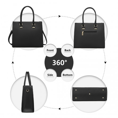 Miss Lulu Leather Look Classic Square Shoulder Bag - Black | Versatile & Stylish