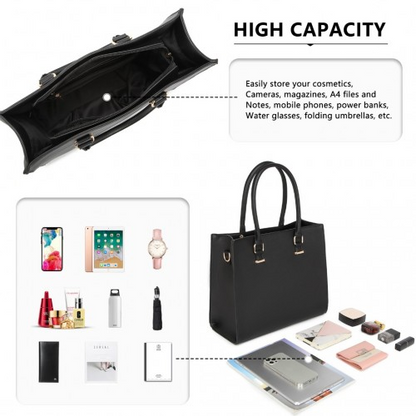 Miss Lulu Leather Look Classic Square Shoulder Bag - Black | Versatile & Stylish