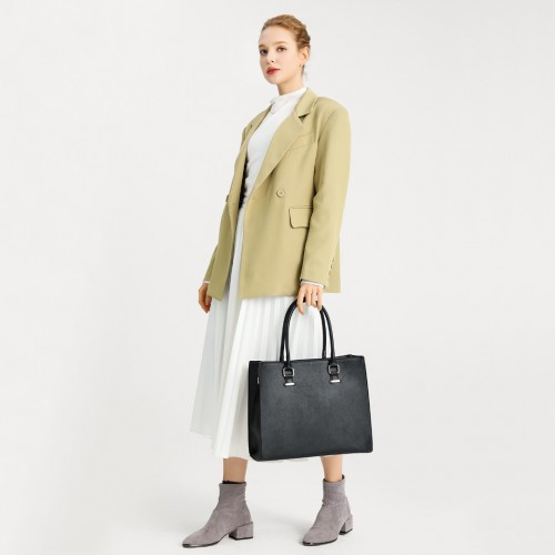 Miss Lulu Leather Look Classic Square Shoulder Bag - Black | Versatile & Stylish