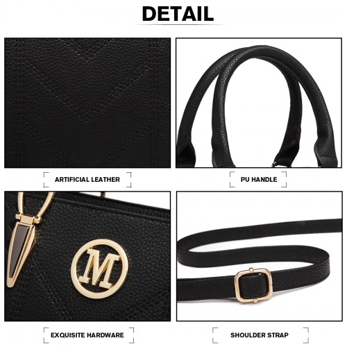 Miss Lulu Leather Look Weave Effect Shoulder Bag - Black | Stylish & Versatile Handbag