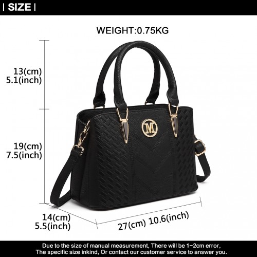 Miss Lulu Leather Look Weave Effect Shoulder Bag - Black | Stylish & Versatile Handbag