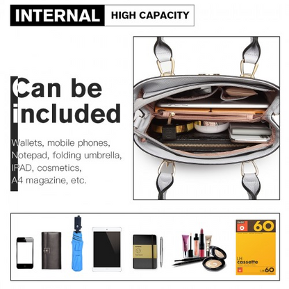 Miss Lulu Leather Look Weave Effect Shoulder Bag - Light Grey | Chic & Versatile Handbag for Any Occasion