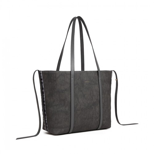 Miss Lulu Grey Leather Look Two Way Tote Shoulder Bag