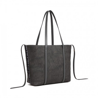 Miss Lulu Grey Leather Look Two Way Tote Shoulder Bag