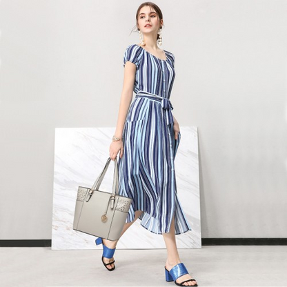 LG1943 - Miss Lulu Laser Cut Out Tote Shopper Bag - Grey