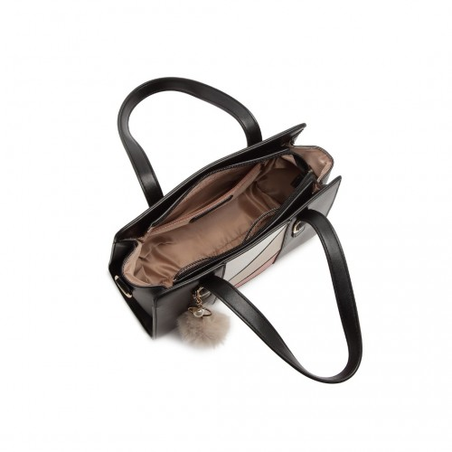 Miss Lulu Colour Block Cross-Body Handbag - Black | LG2051 | Trendy & Durable PU Leather Bag