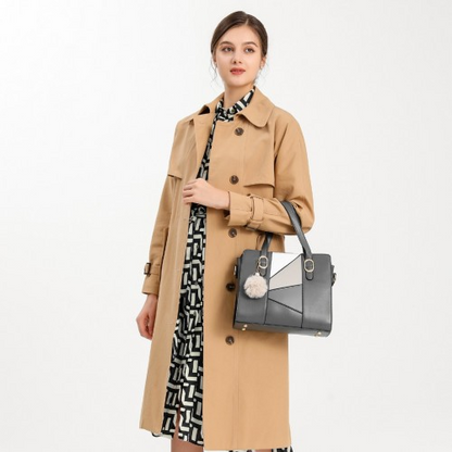 Miss Lulu Colour Block Cross-Body Handbag - Black | LG2051 | Trendy & Durable PU Leather Bag