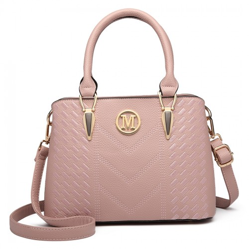 Miss Lulu Pink Leather Look Weave Effect Shoulder Bag - Chic & Versatile