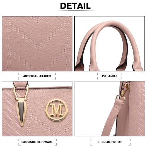 Miss Lulu Pink Leather Look Weave Effect Shoulder Bag - Chic & Versatile