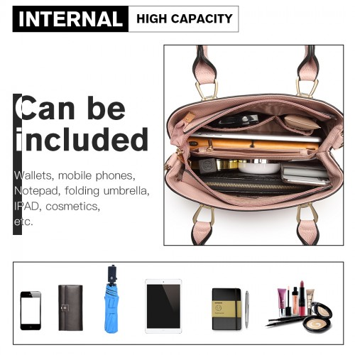 Miss Lulu Pink Leather Look Weave Effect Shoulder Bag - Chic & Versatile