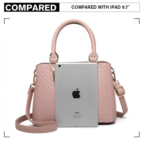 Miss Lulu Pink Leather Look Weave Effect Shoulder Bag - Chic & Versatile