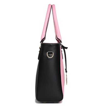 Miss Lulu Leather Look V-Shape Shoulder Handbag - Pink | Stylish & Elegant Women's Tote