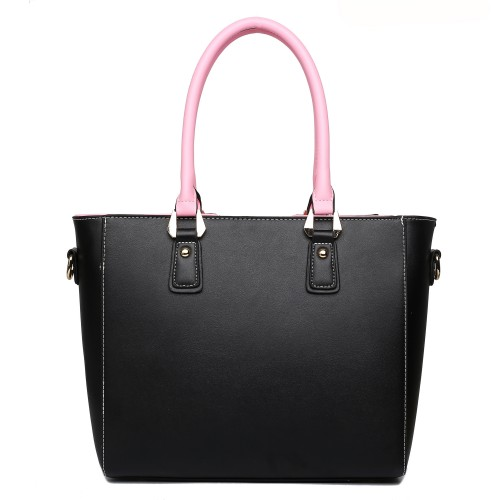 Miss Lulu Leather Look V-Shape Shoulder Handbag - Pink | Stylish & Elegant Women's Tote