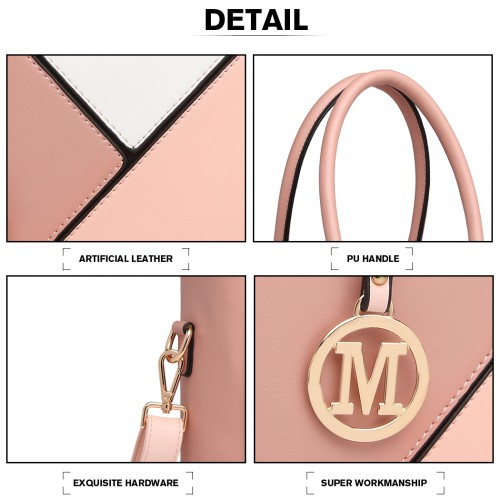 Miss Lulu Leather Look Geometric Ombre Handbag - Nude