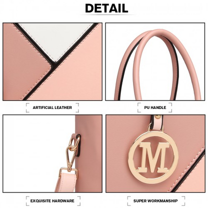 Miss Lulu Leather Look Geometric Ombre Handbag - Nude