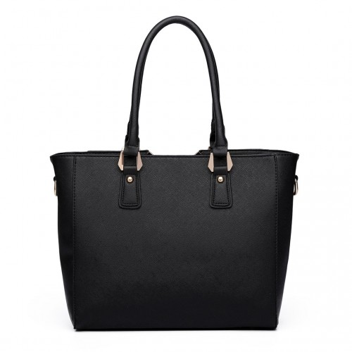 Miss Lulu Leather Look V-Shape Multicolour Tote Bag - Brown | Stylish and Spacious Shoulder Bag