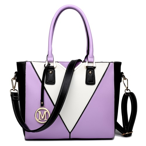Miss Lulu Leather Look V-Shape Shoulder Handbag - Purple | Stylish & Elegant