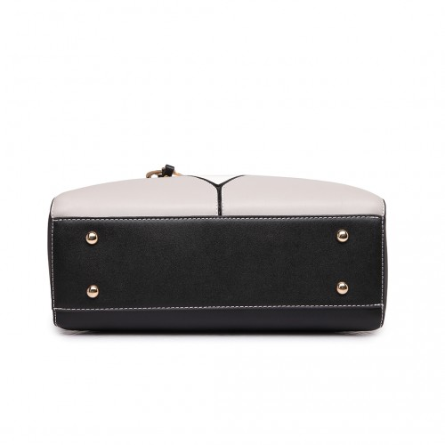 Miss Lulu Leather Look V-Shape Shoulder Handbag - Grey | Stylish and Spacious