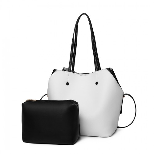 MISS LULU 2 PIECE MULTI-WAY SHOULDER TOTE BAG - WHITE | Versatile Handbag with Stylish Design