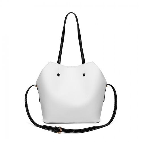 MISS LULU 2 PIECE MULTI-WAY SHOULDER TOTE BAG - WHITE | Versatile Handbag with Stylish Design