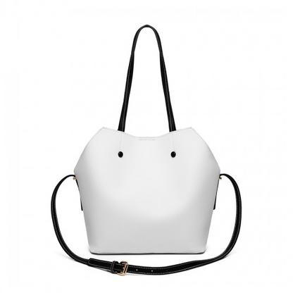 MISS LULU 2 PIECE MULTI-WAY SHOULDER TOTE BAG - WHITE | Versatile Handbag with Stylish Design