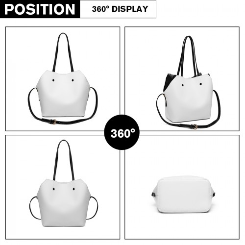 MISS LULU 2 PIECE MULTI-WAY SHOULDER TOTE BAG - WHITE | Versatile Handbag with Stylish Design