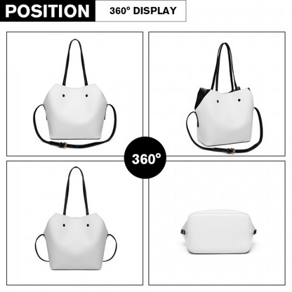 MISS LULU 2 PIECE MULTI-WAY SHOULDER TOTE BAG - WHITE | Versatile Handbag with Stylish Design