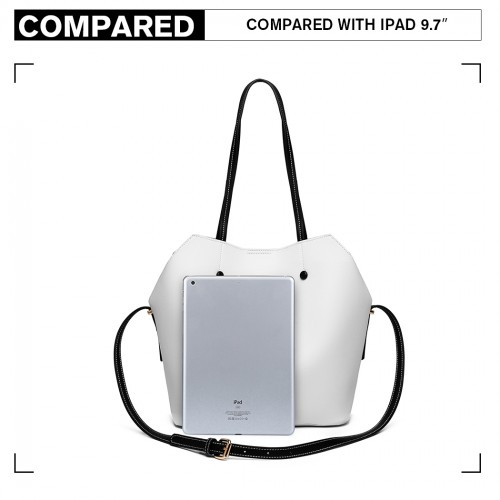 MISS LULU 2 PIECE MULTI-WAY SHOULDER TOTE BAG - WHITE | Versatile Handbag with Stylish Design