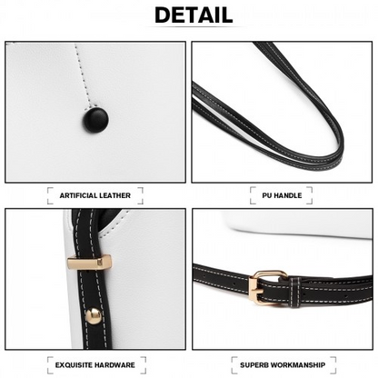 MISS LULU 2 PIECE MULTI-WAY SHOULDER TOTE BAG - WHITE | Versatile Handbag with Stylish Design