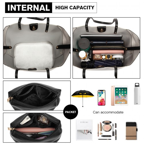 MISS LULU 2 PIECE MULTI-WAY SHOULDER TOTE BAG - WHITE | Versatile Handbag with Stylish Design