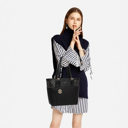 LG1943 - Miss Lulu Laser Cut Out Tote Shopper Bag - Black