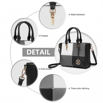 Miss Lulu Multi-Color Combination Handbag Tote Bag - Black | Stylish & Versatile